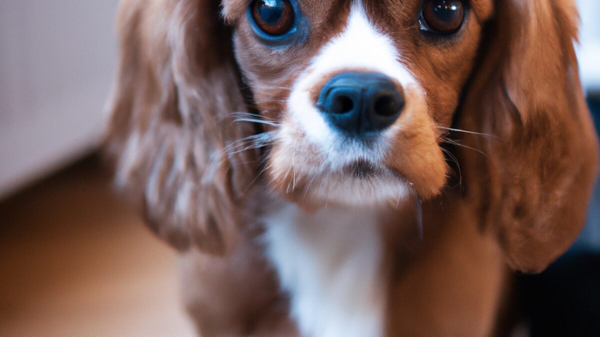 Ruby and white Cavalier King Charles Spaniel