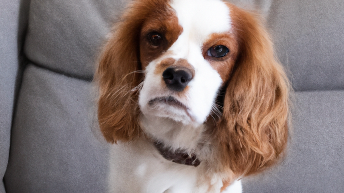 concerned looking rescue Cavalier King Charles Spaniel