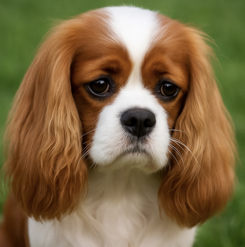 Signs of pain in Cavalier King Charles Spaniels. Image showing a Cavalier with a pain face