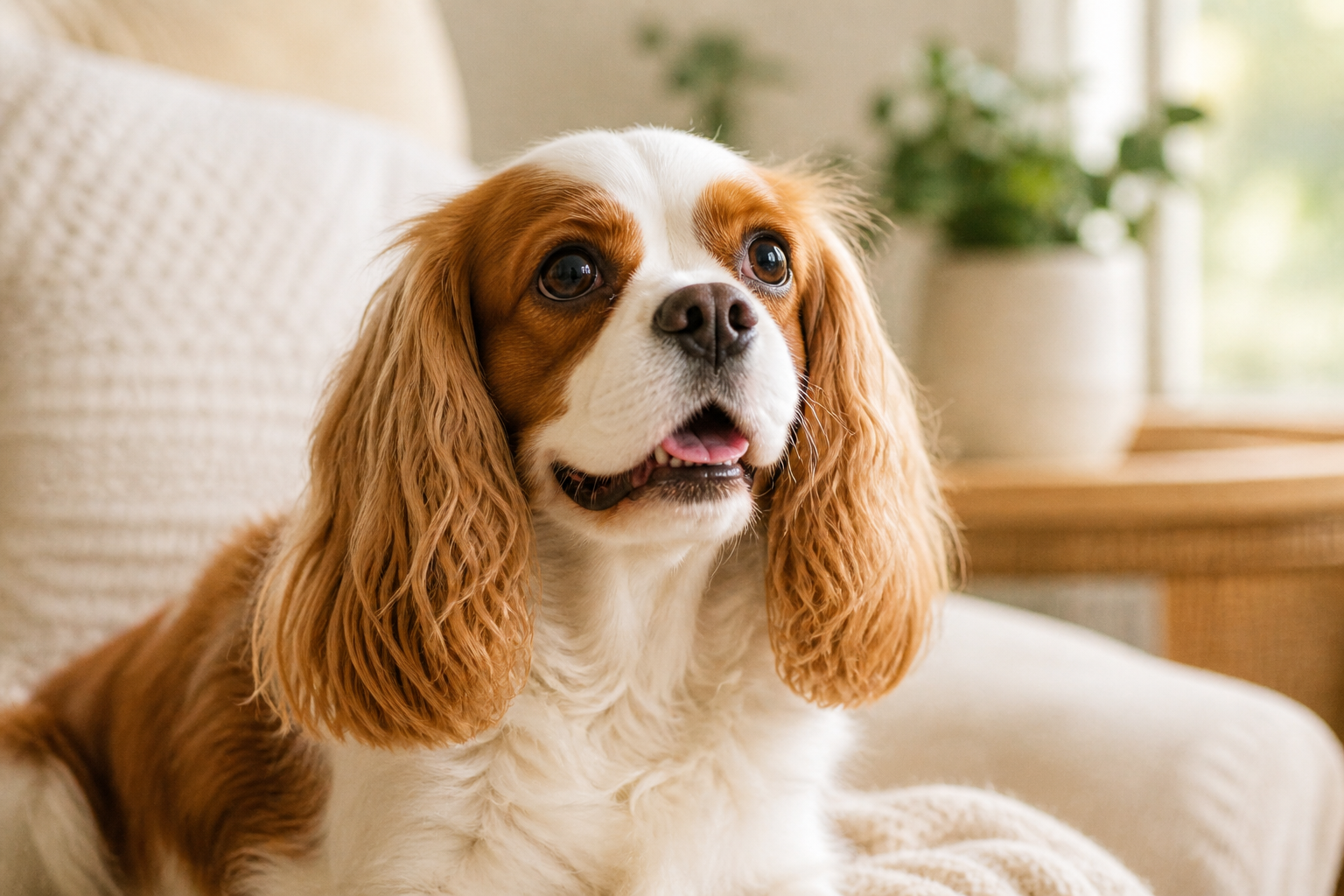 Cavalier King Charles Spaniel being adopted into a home environment with new owner