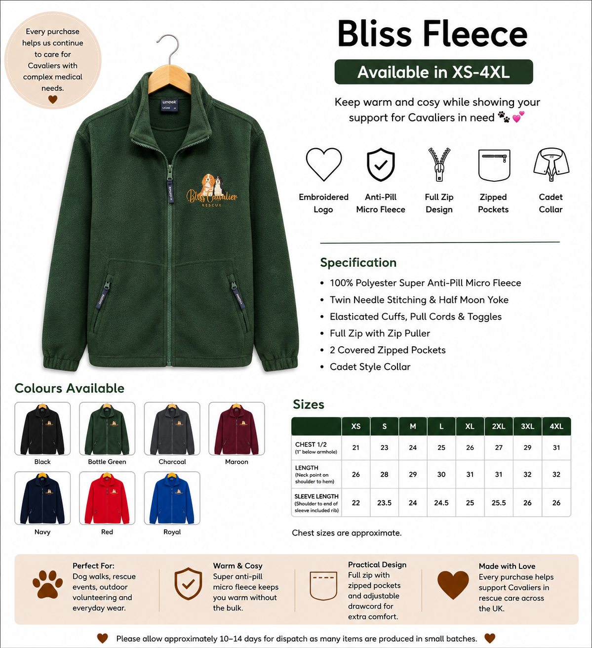 Bliss Cavalier Rescue Fleece Jacket