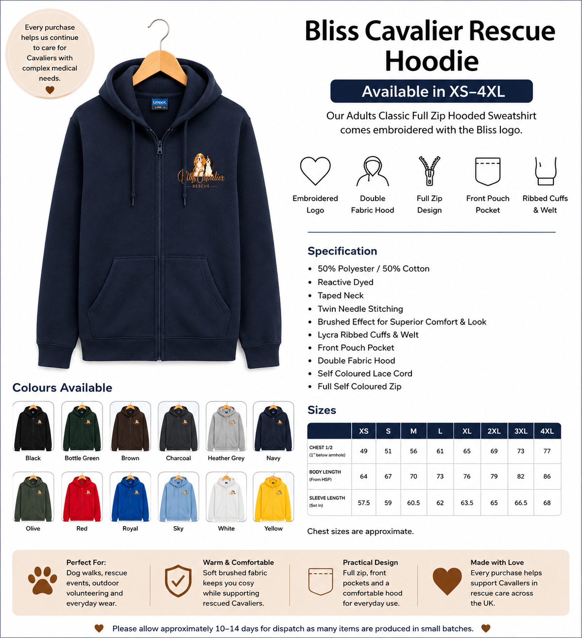 Bliss Cavalier Rescue embroidered hoodies