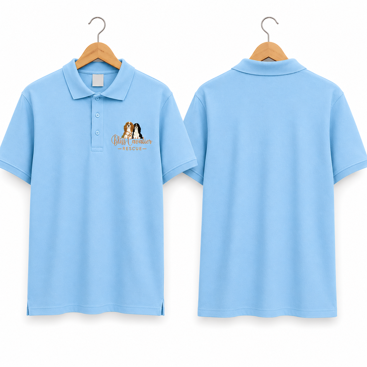 Bliss Cavalier Rescue embroidered polo shirt in sky blue