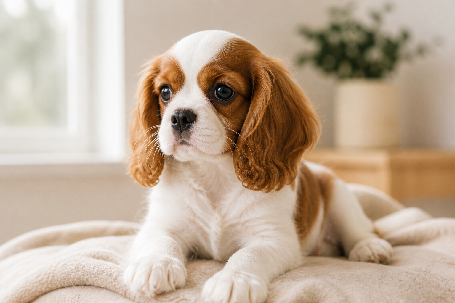 Cavalier King Charles Spaniel puppy with breeder, representing responsible puppy buying, breeding and welfare considerations