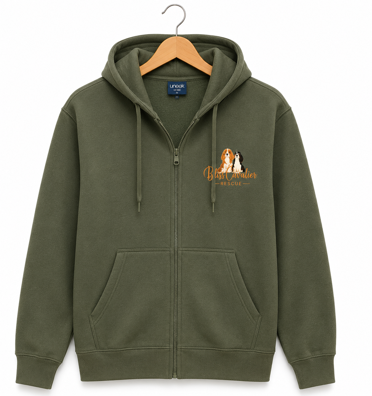 Bliss Cavalier Rescue hoodie in olive